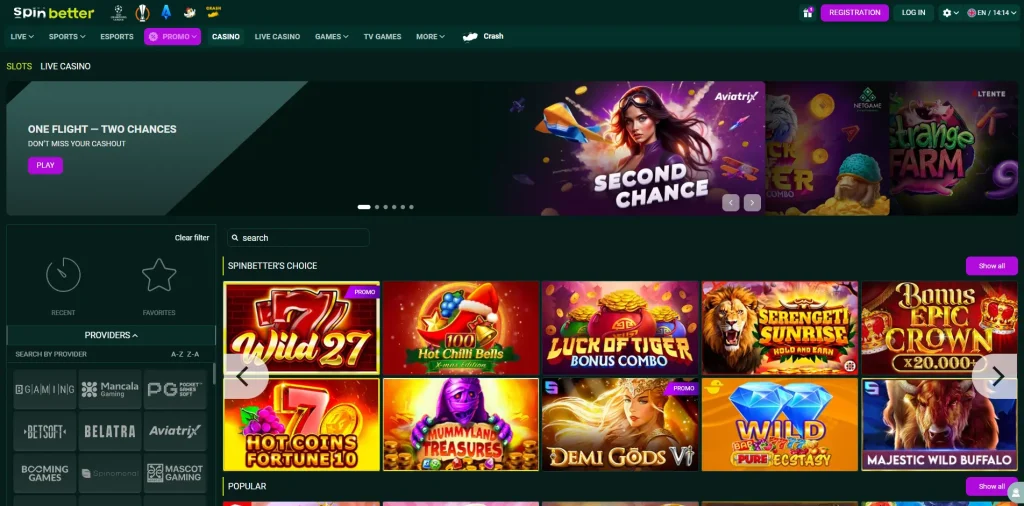 Spinbetter — каталог игр